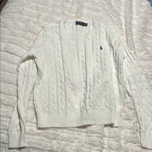 Ralph Lauren Women's White Cable Knit Sweater